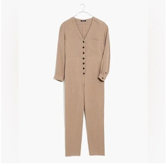 Madewell Lightspun Stitched-Pocket Brown Jumpsuit coverall - Picture 4 of 13